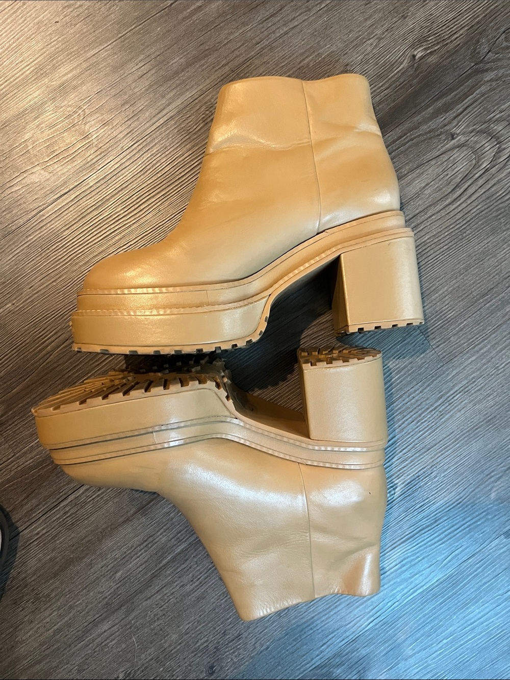 CULT GAIA Leather Ankle Booties with Chunky Heel